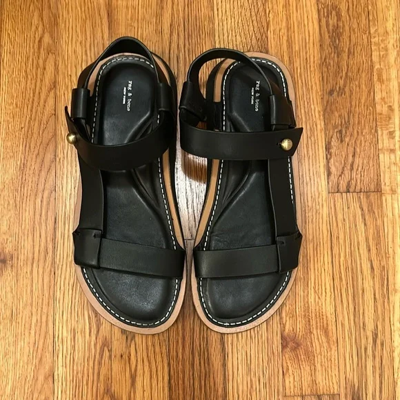 Rag & Bone Parker Strappy Sandals in Black Leather - Like New - 7.5 - Picture 4 of 9